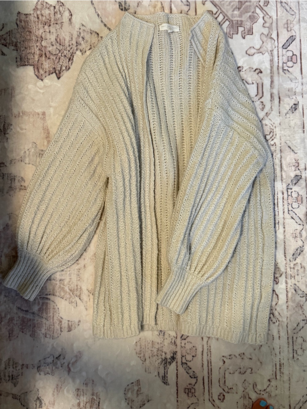 Cream Ribbed Cardigan